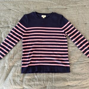 J Crew Striped Navy and Pink Long Sleeve Top